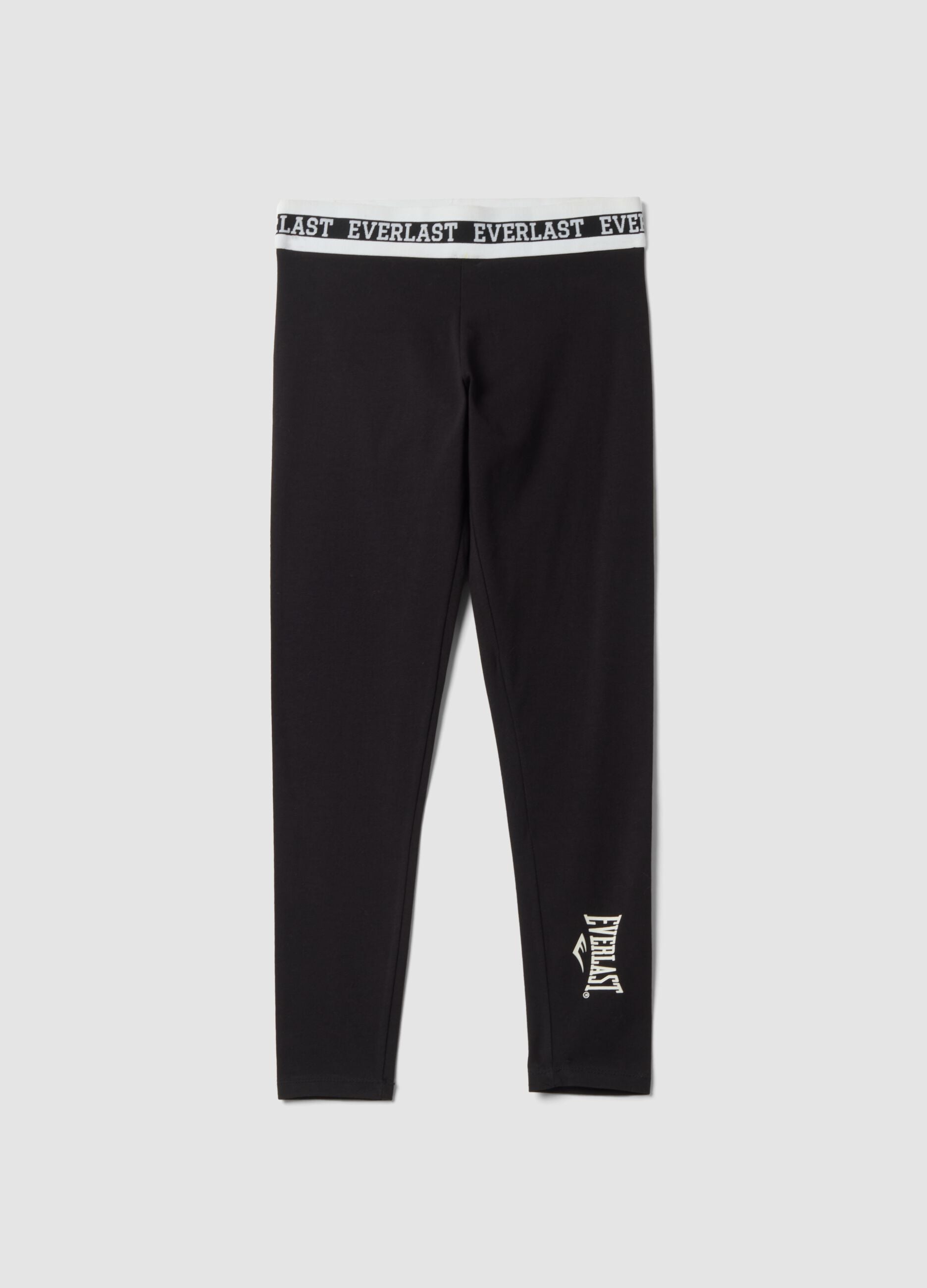 Black slim-fit stretch cotton jersey leggings with Everlast logo