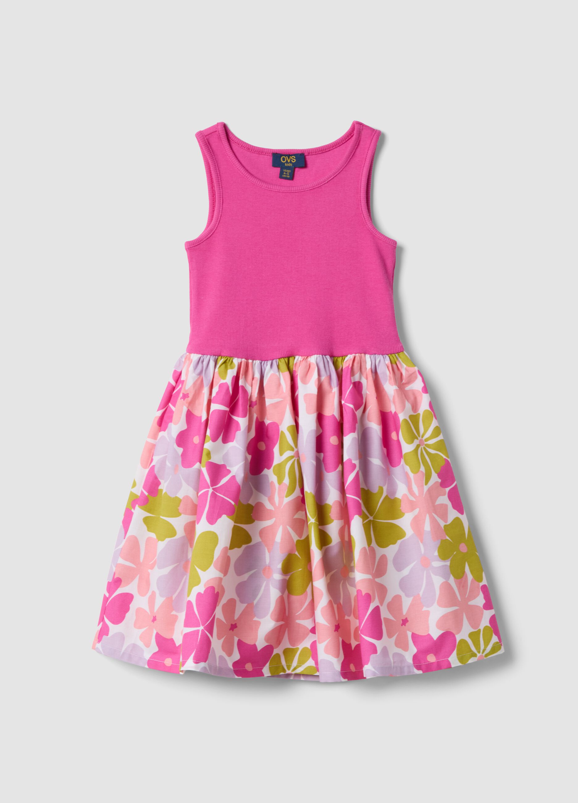 Pink sleeveless stretch cotton dress