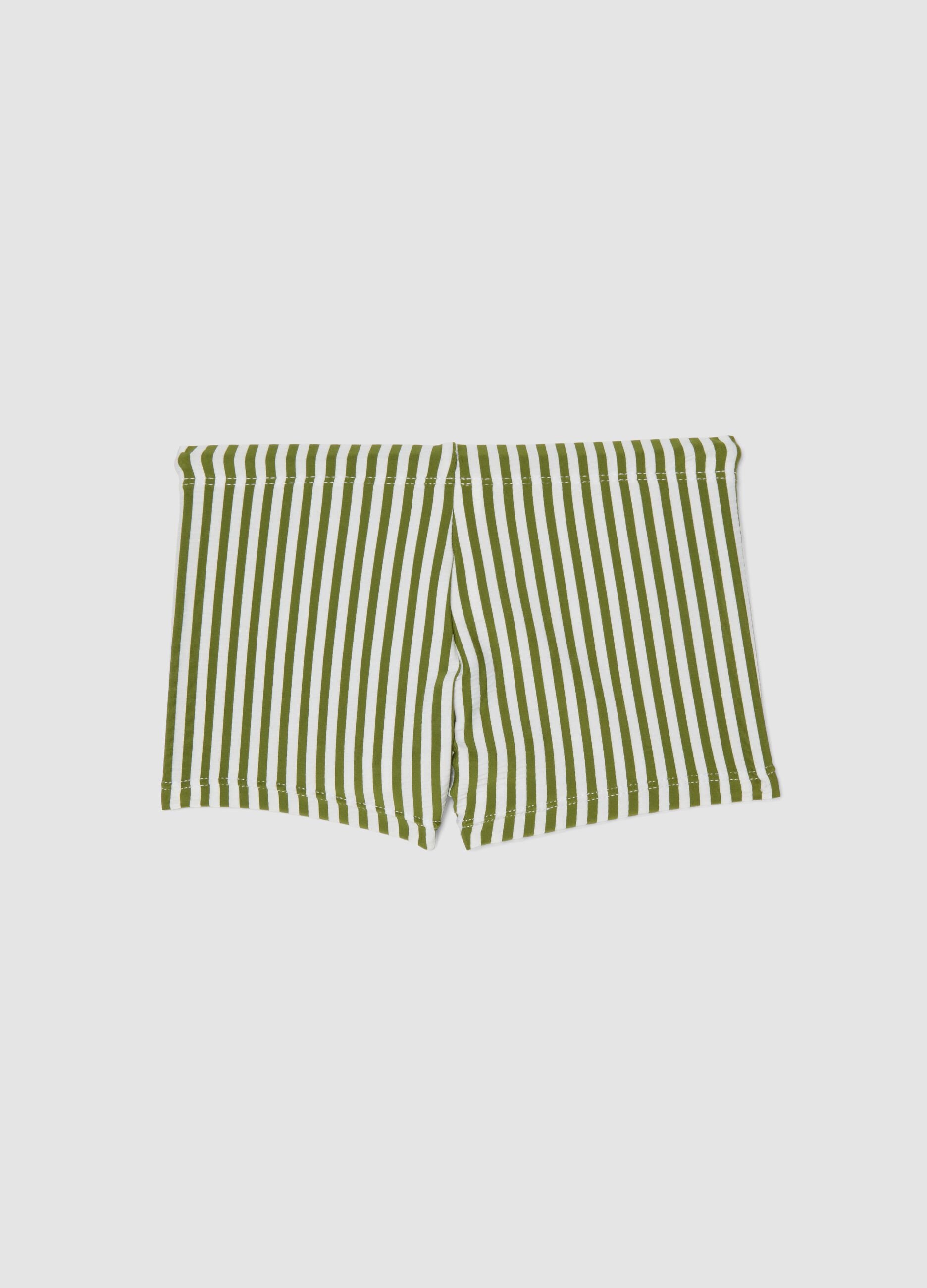 Green and white stretch boxer swim shorts