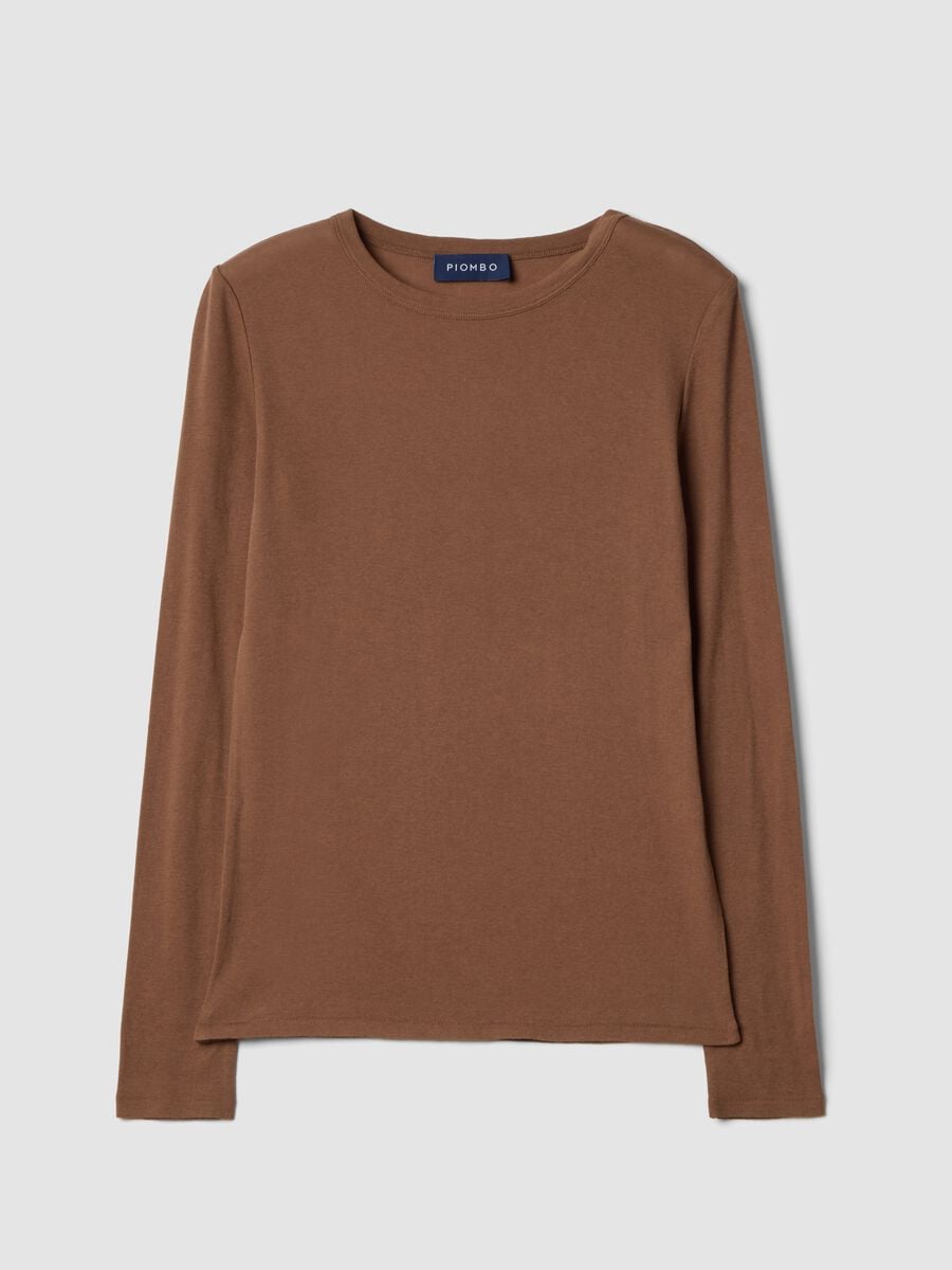 Brown crew-neck pure cotton jersey T-shirt_0