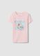 Pink pure cotton regular fit T-shirt with print for girls_0