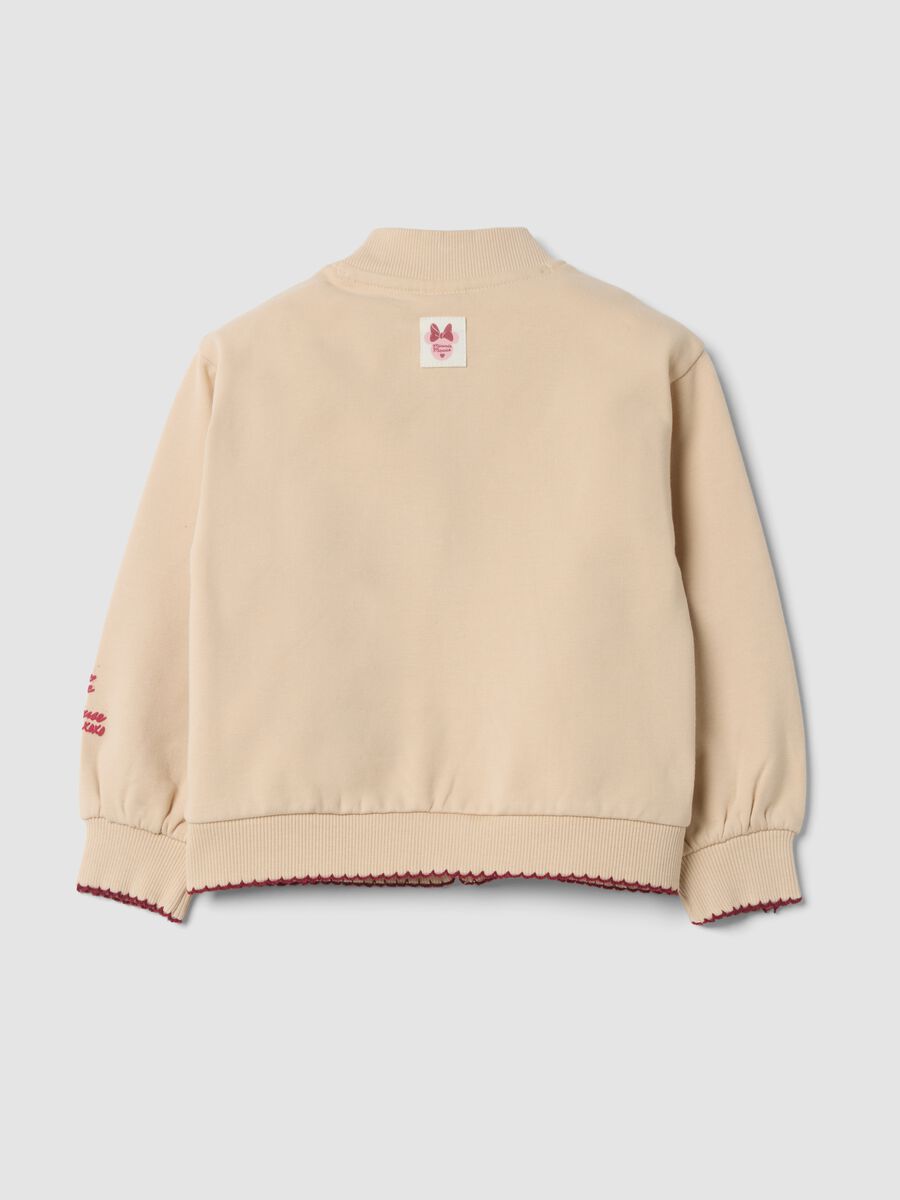 Felpa beige over fit in cotone organico elasticizzato con fantasia Minnie_1