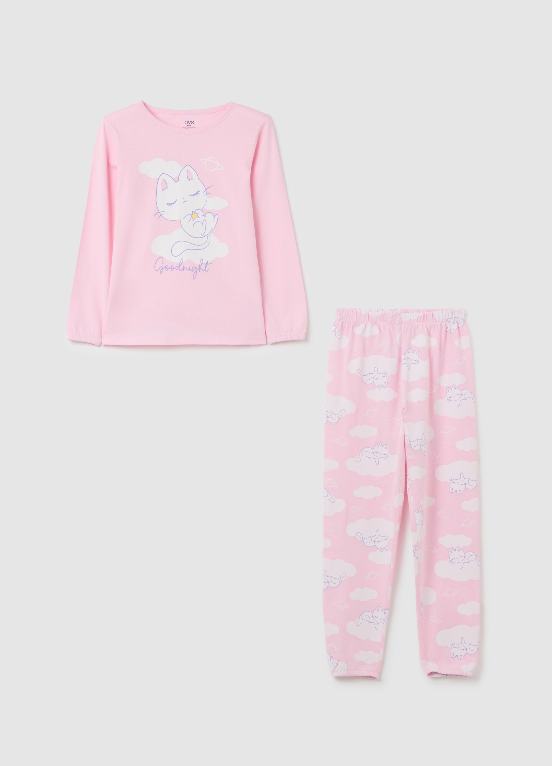 Girls' pink cotton pyjamas