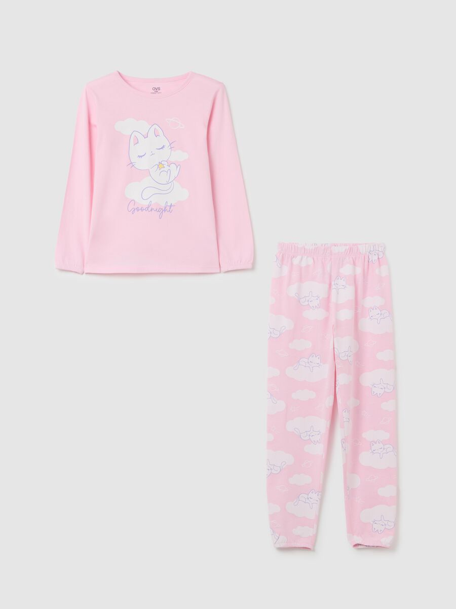 Girls' pink cotton pyjamas_0