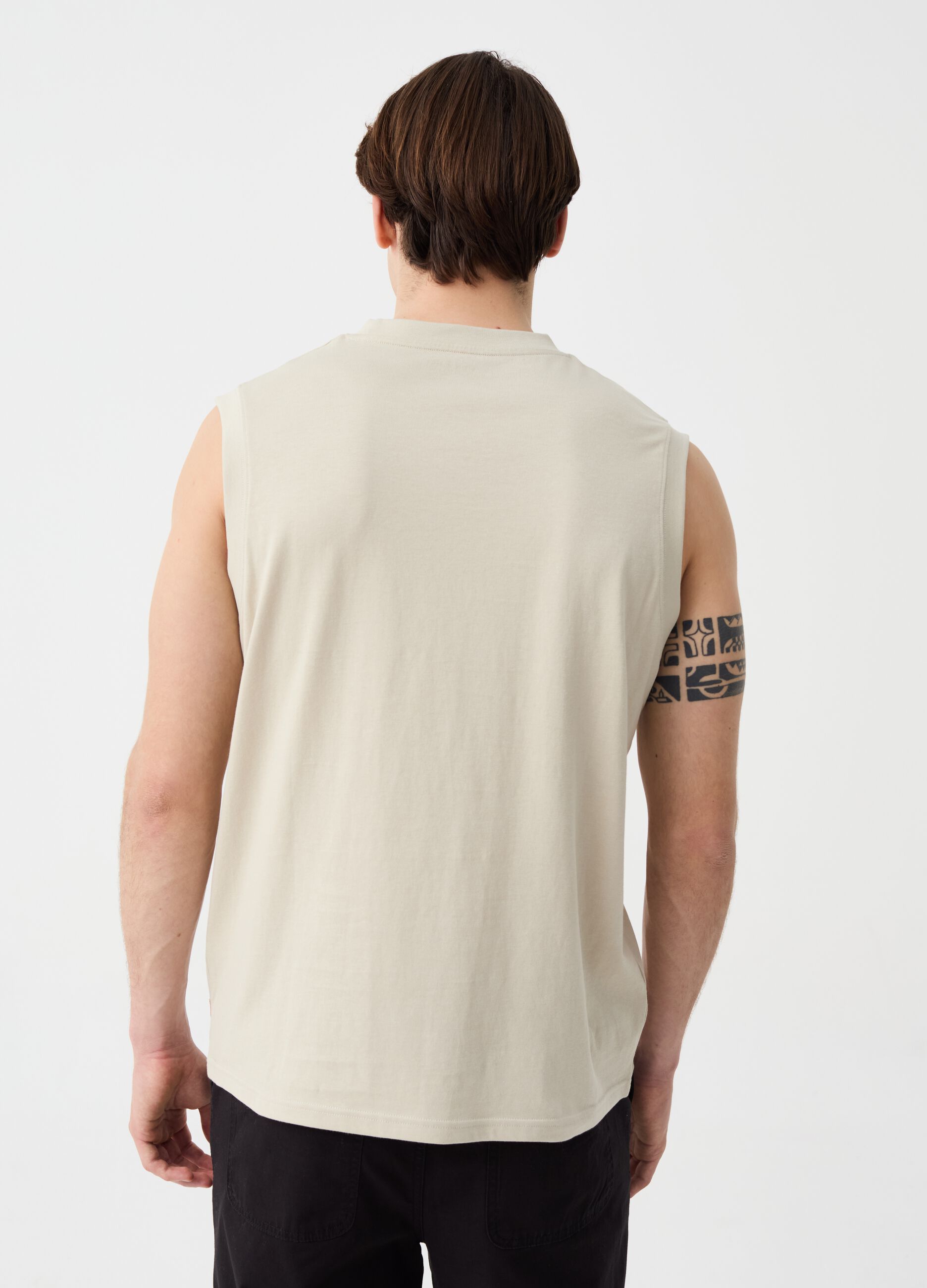 Tank top in cotone girocollo