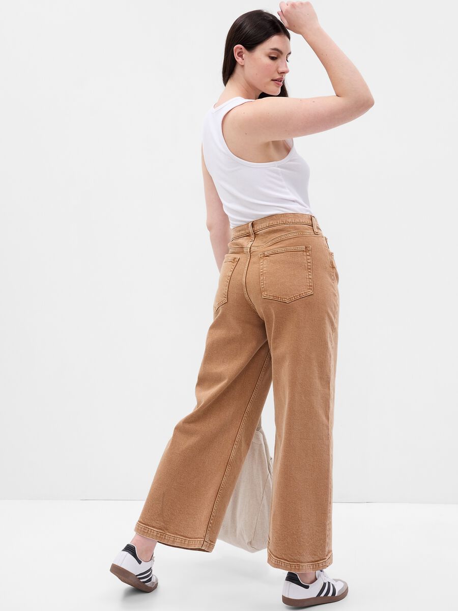 Jeans wide leg a vita alta con bottoni_4