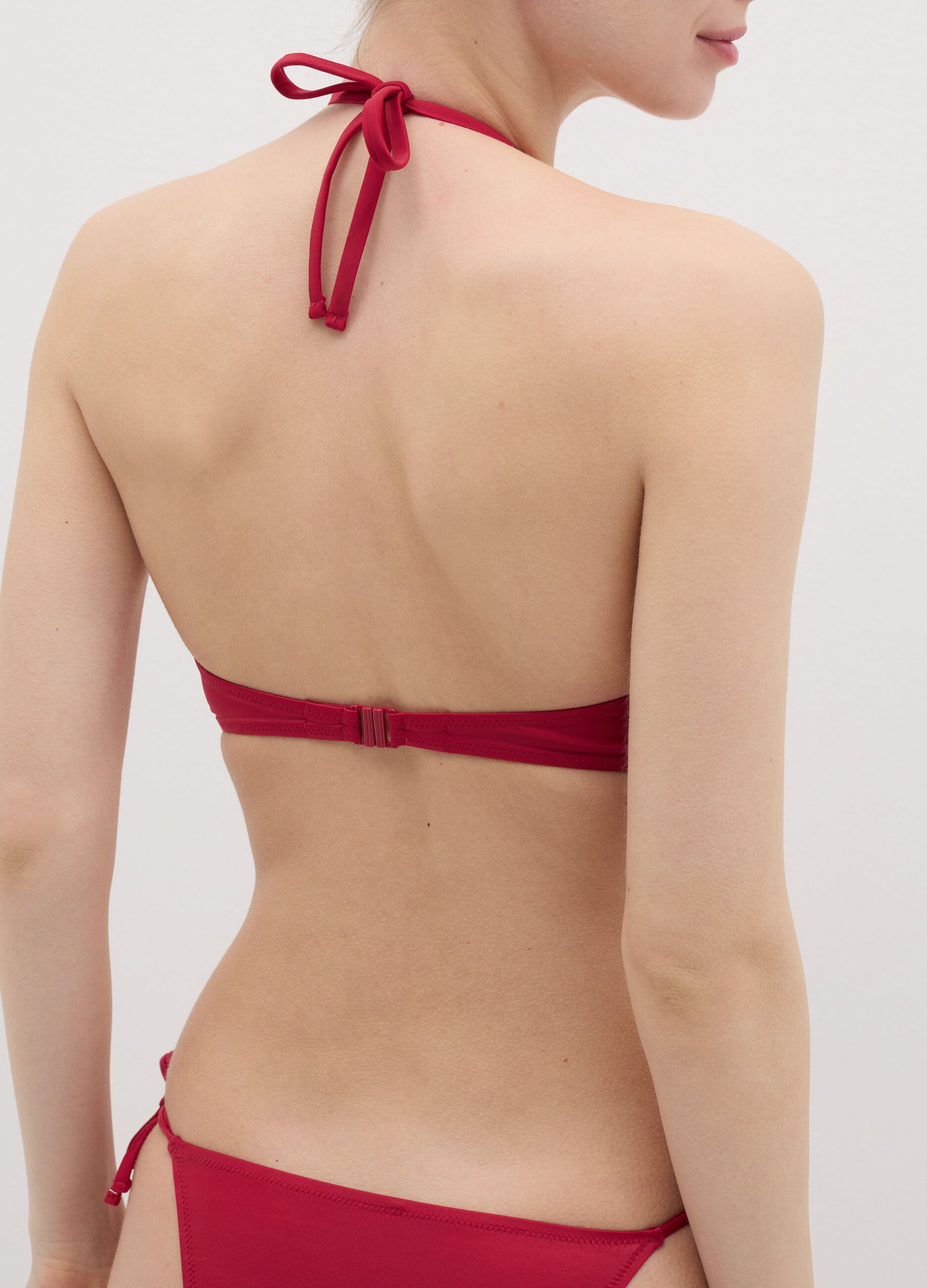 Red triangle bikini top