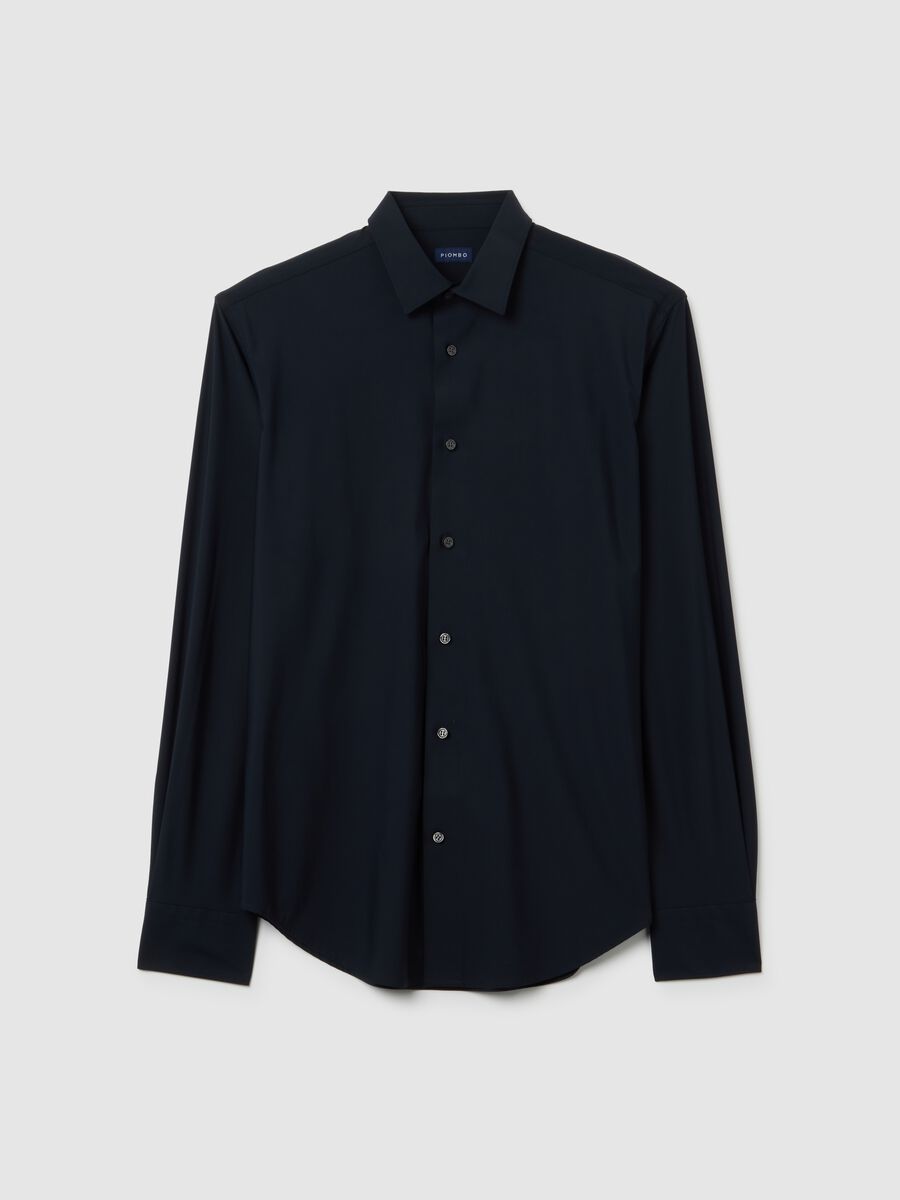 Slim fit black stretch fabric shirt_4