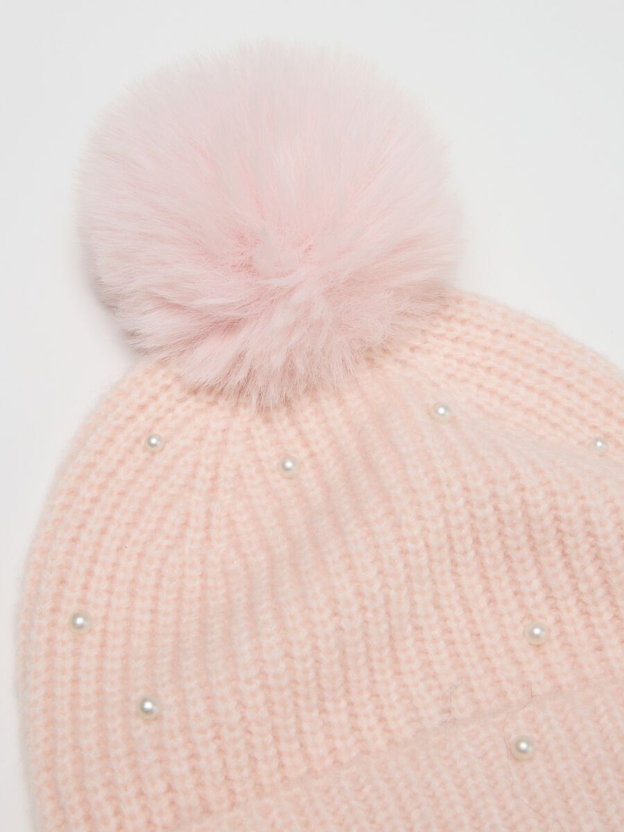 Pink Beanie with Pom Pom_1