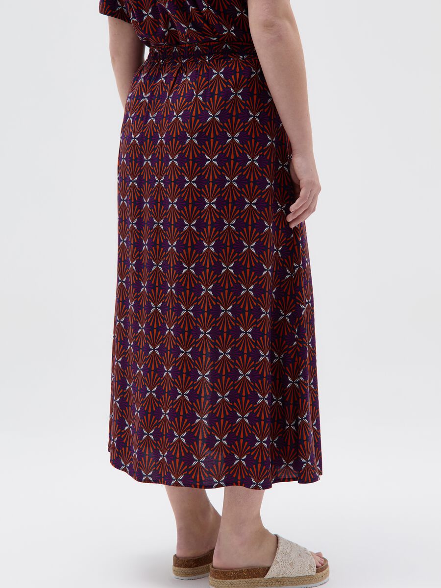 Curvy midi skirt with print and split_2