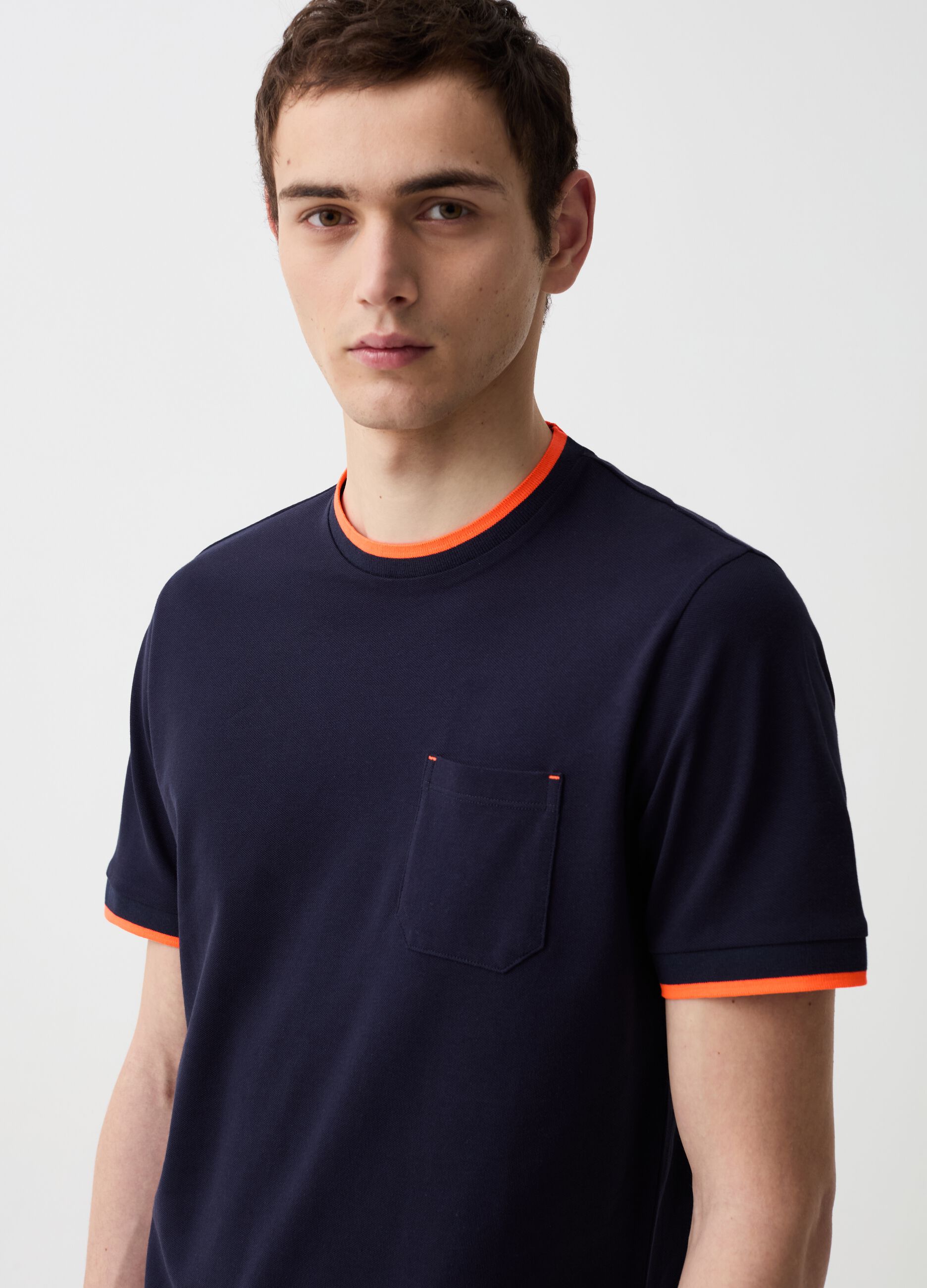 Ovs T-shirt in piquet con dettagli fluo