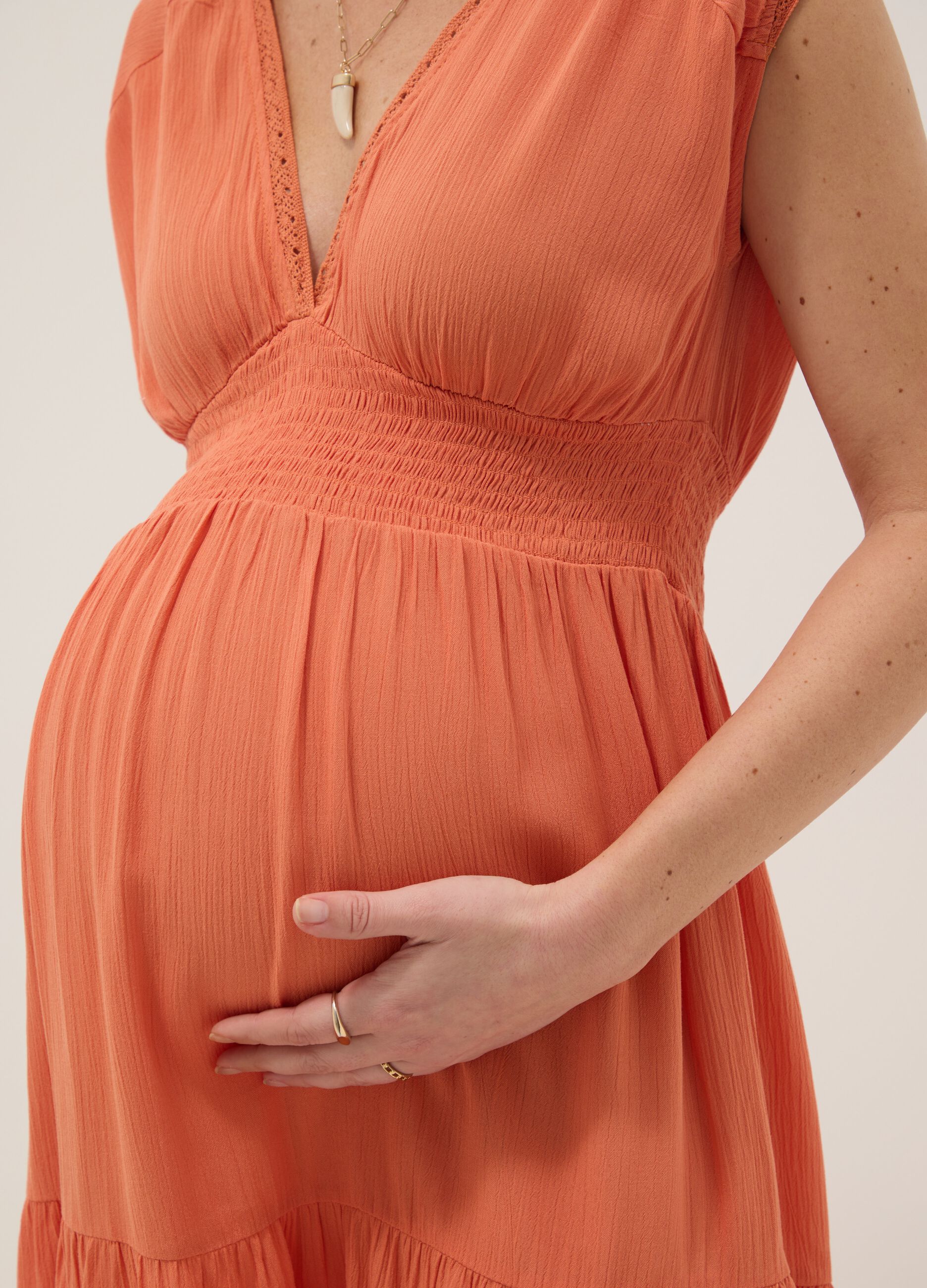 Orange Maternity Dress in Pure Viscose