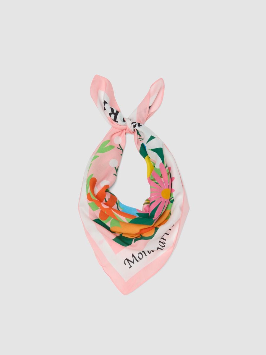 Foulard leggero in pura viscosa multicolor con motivo floreale_0