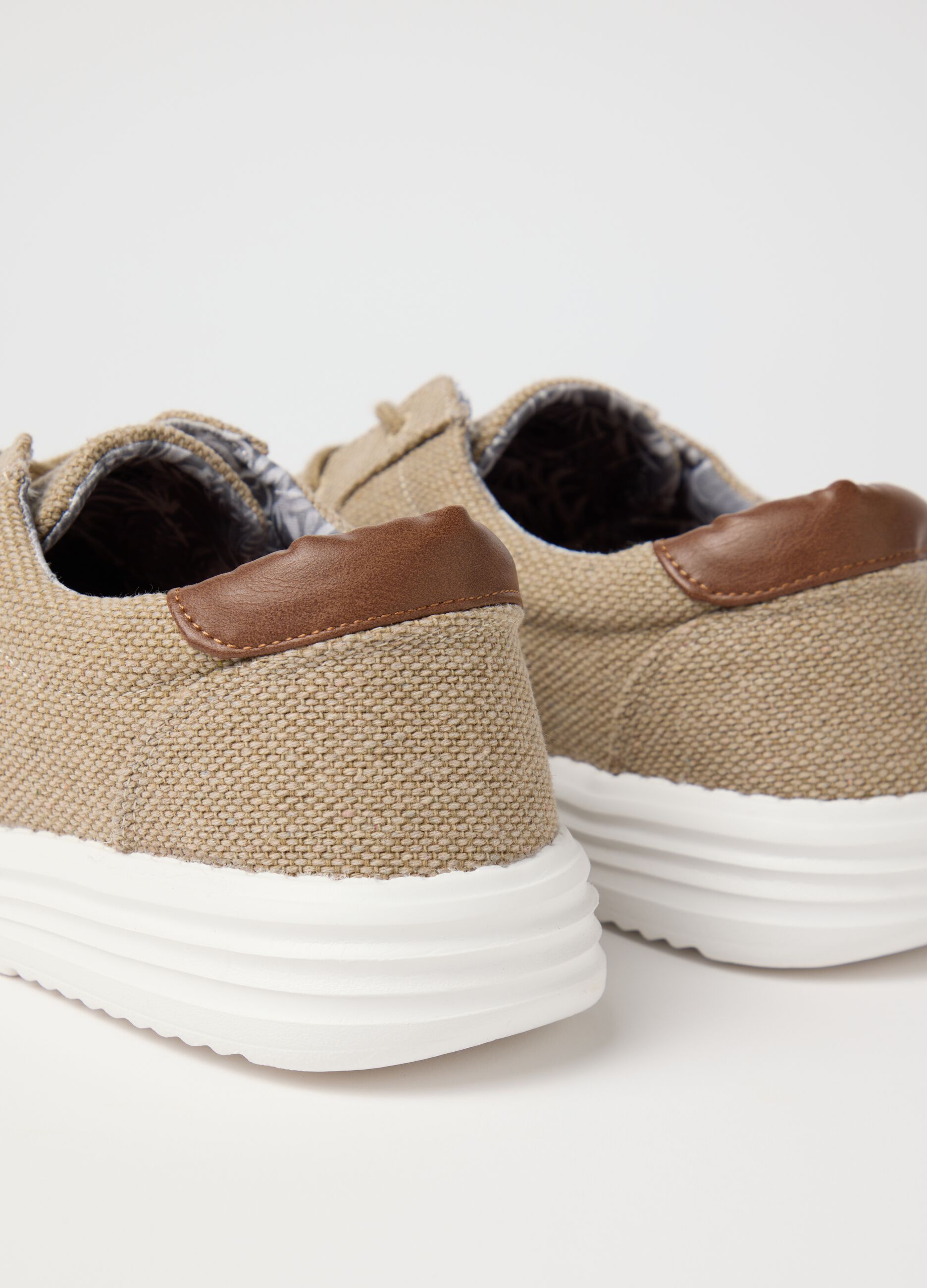 Cord moccasins in cotton canvas