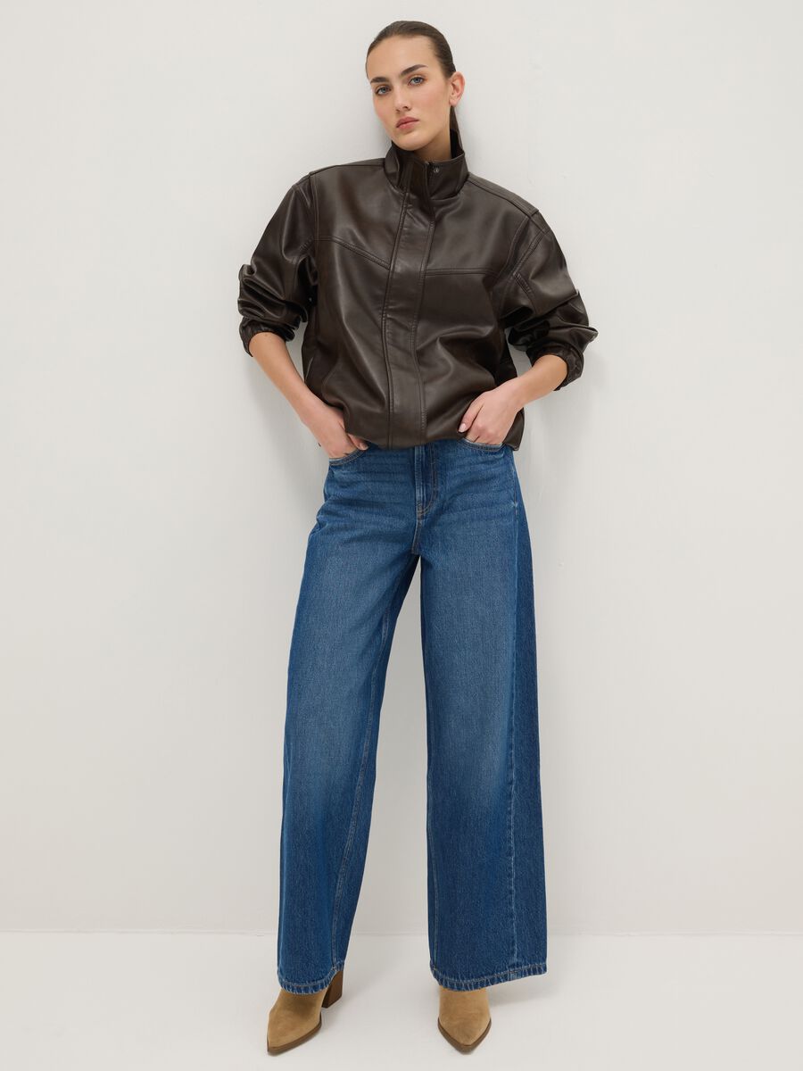 Wide Leg Pure Cotton Blue Jeans_0