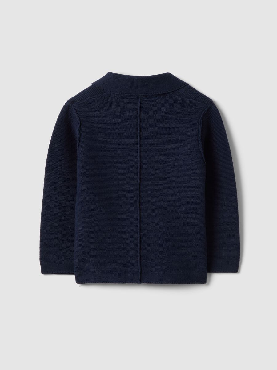Cardigan in puro cotone blu da bimbo regular fit con tasche e bottoni_1