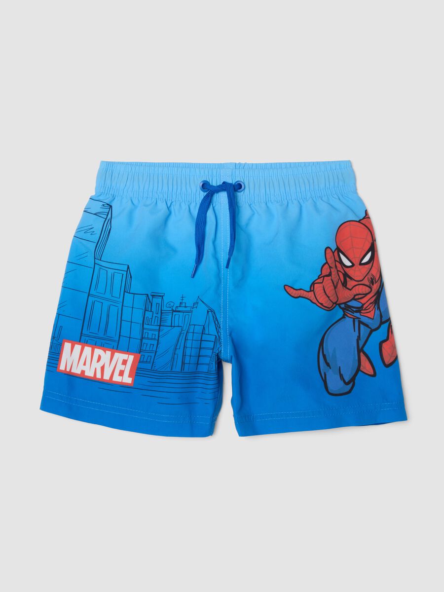 Blue Spider-Man print swim shorts_0