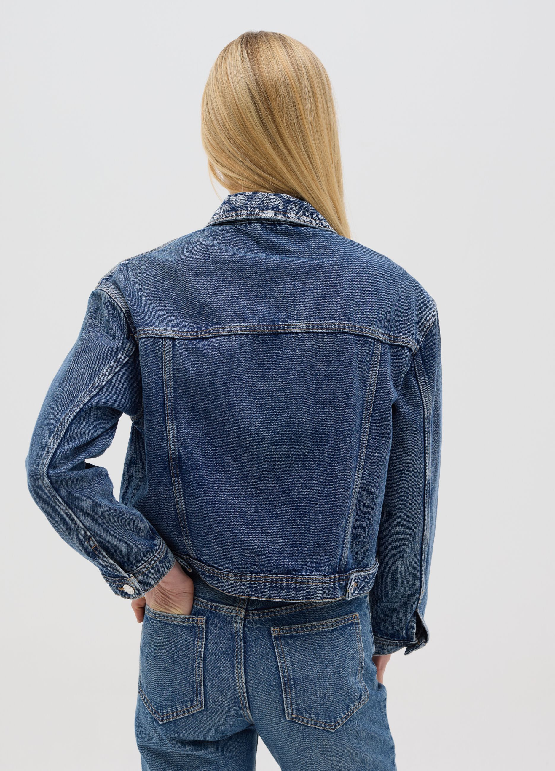 Giacca corta over in denim RE-UP