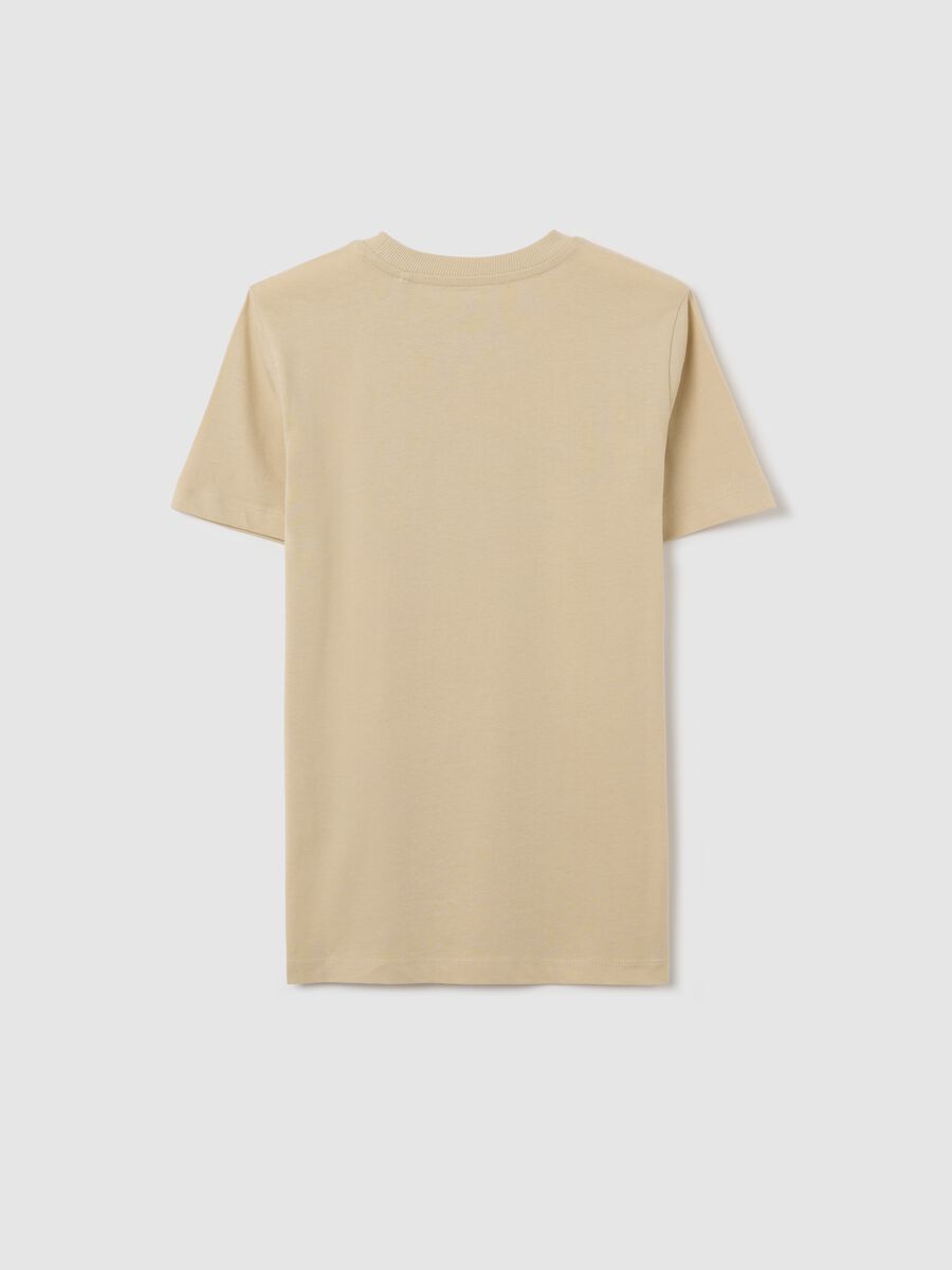 T-shirt beige in cotone con stampa_4