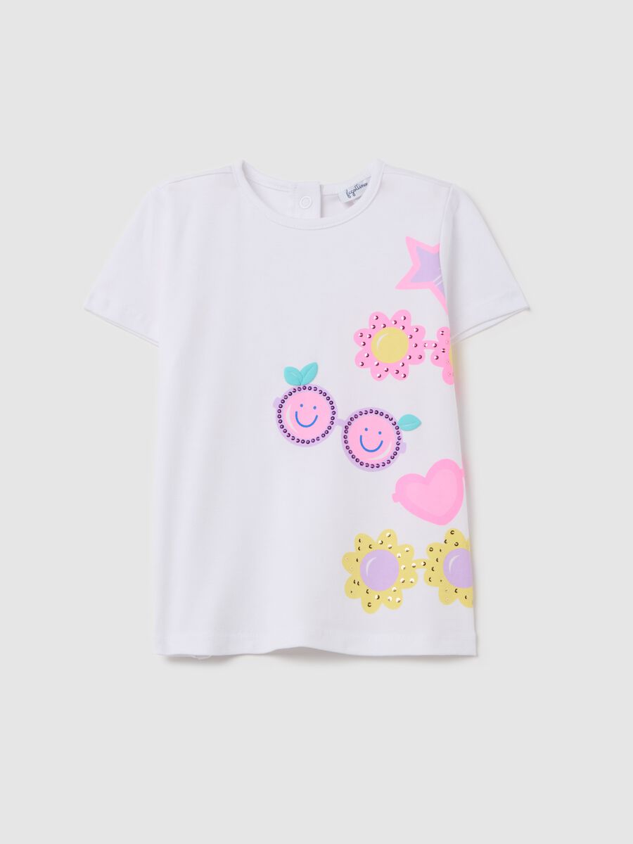 T-shirt with diamantés and sunglasses print_0