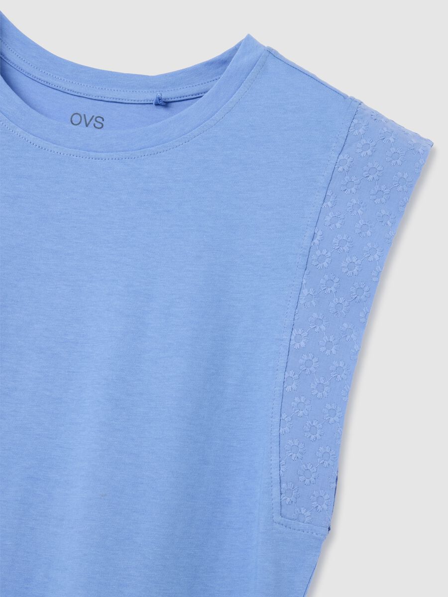 Women's light blue pure cotton regular fit top_1