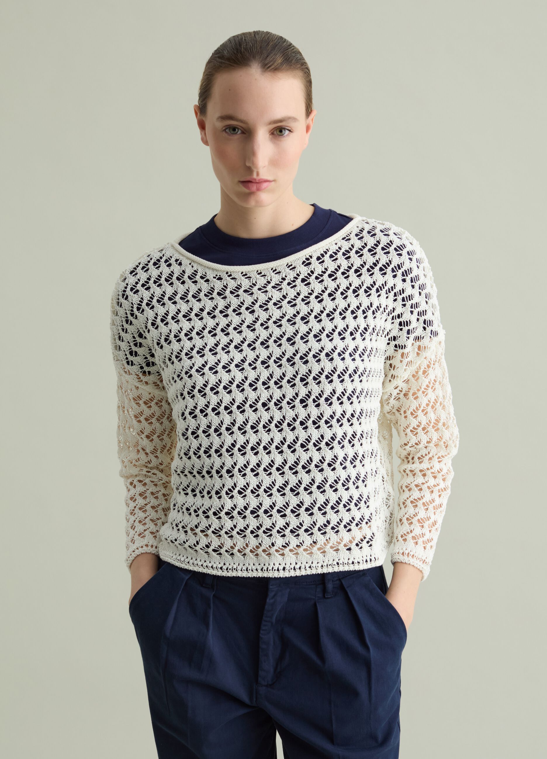Knit top with boat neck