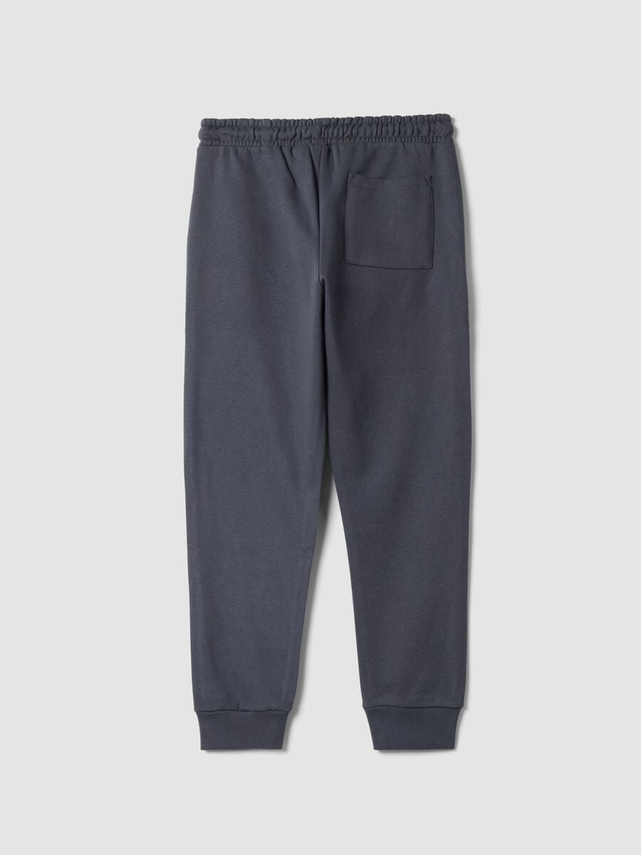 Blue cotton-blend track trousers_1