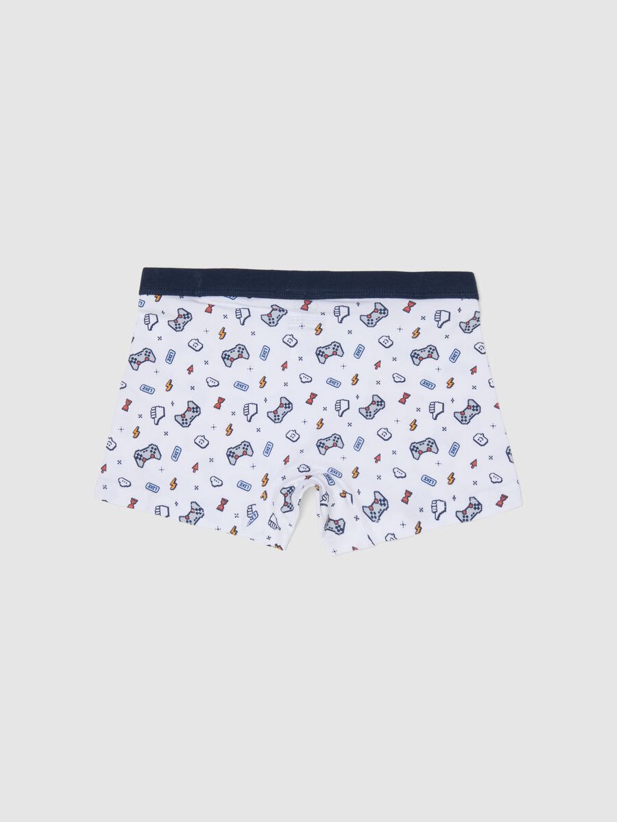 Multicoloured Stretch Cotton Boys' Boxer Shorts with Joystick_1