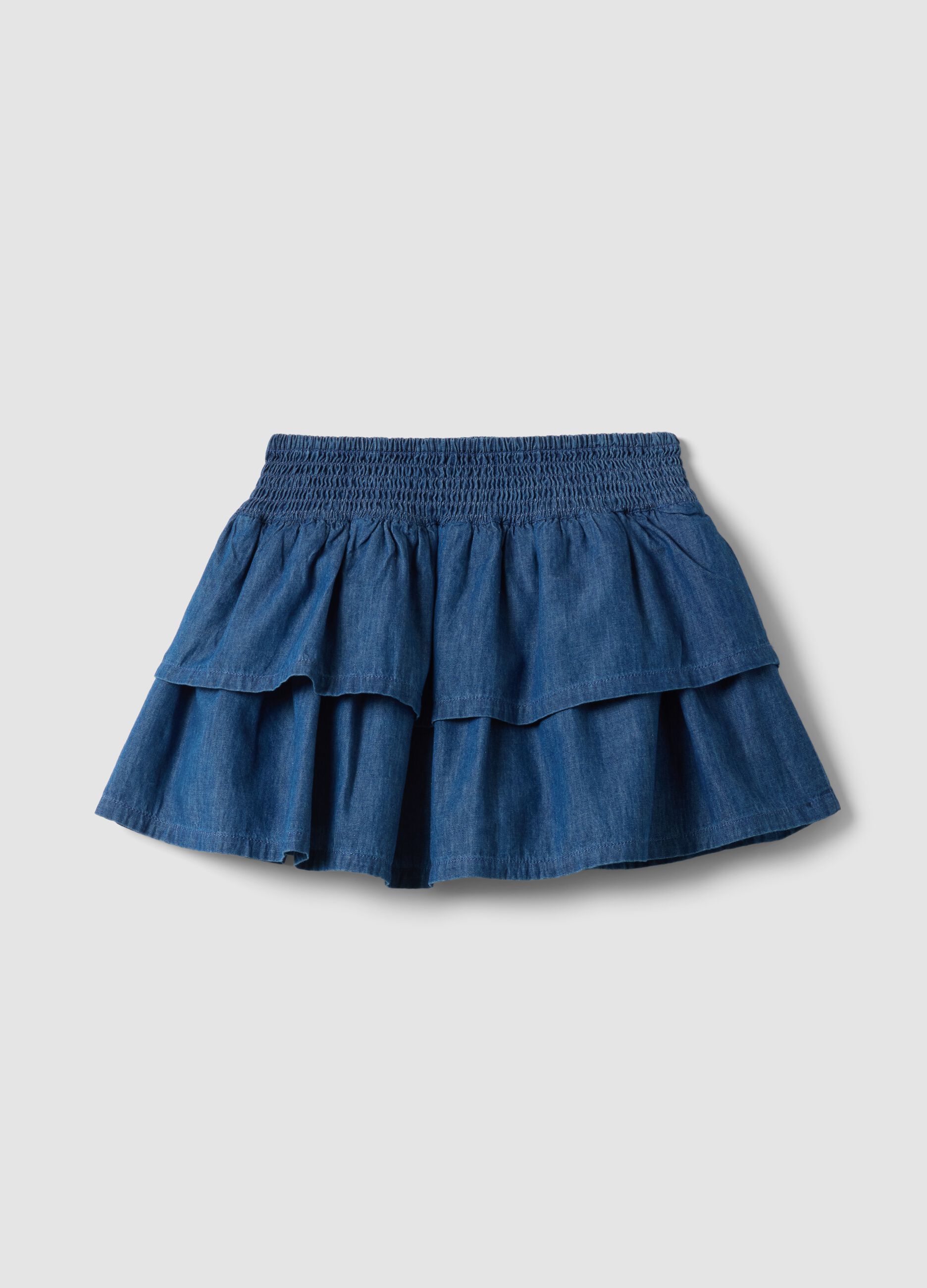 Girls' Regular Fit Blue Denim Pure Cotton Skirt