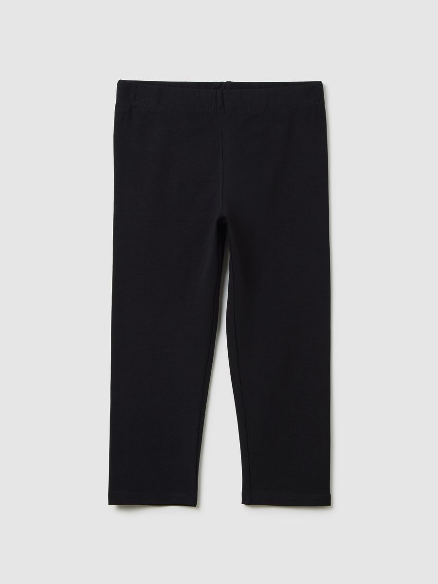 OVS Kids Stretch Cotton Black Leggings_0