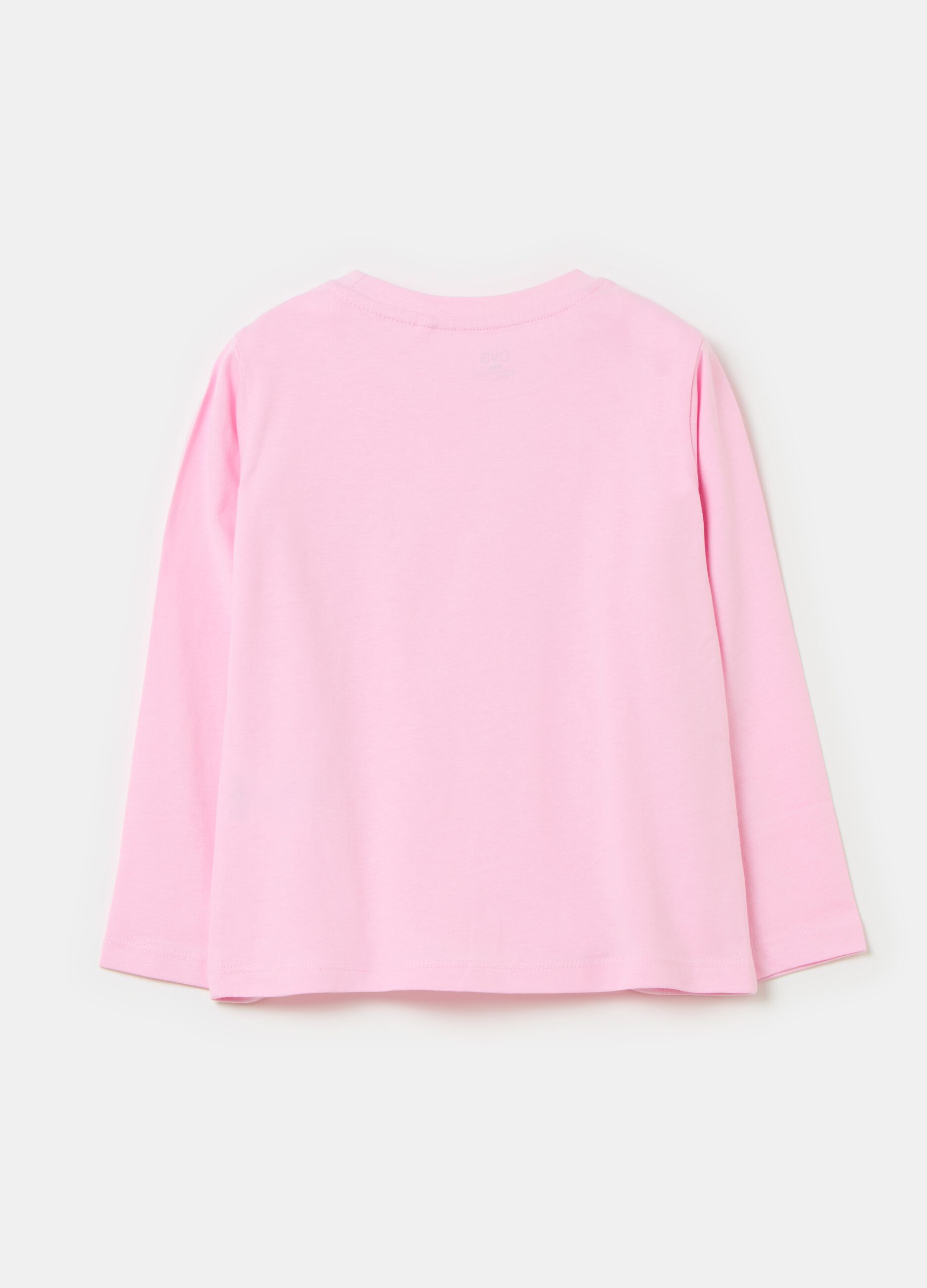 Long-sleeved T-shirt with print and diamantés