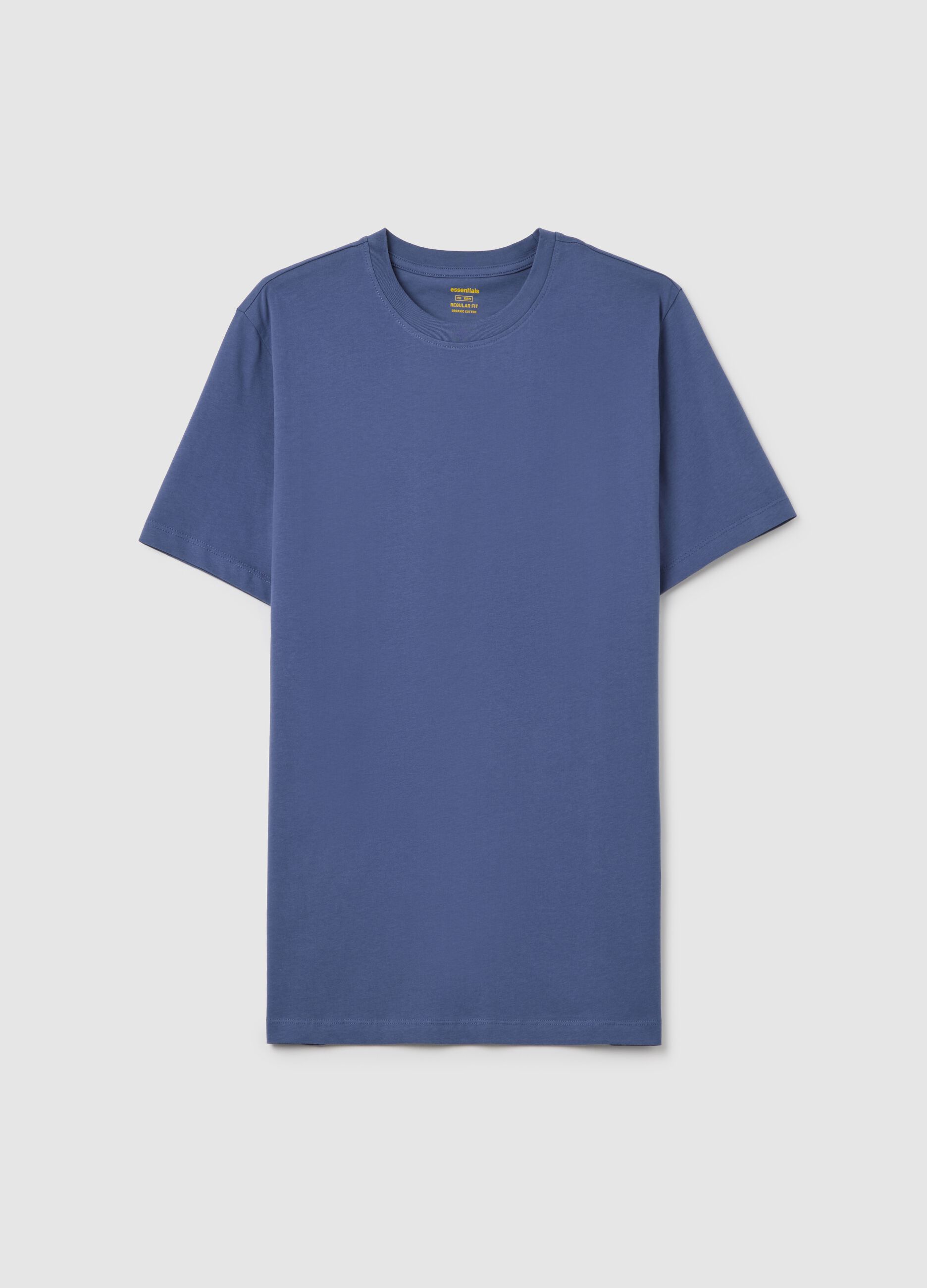 Men's blue pure cotton regular fit T-shirt