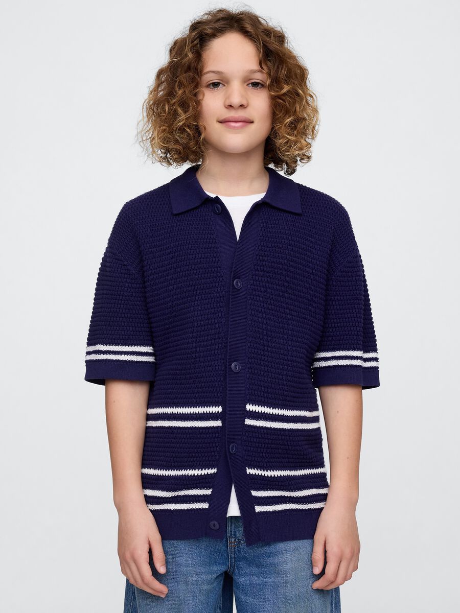 Blue Short Sleeve Polo in Pure Cotton by OVS_0