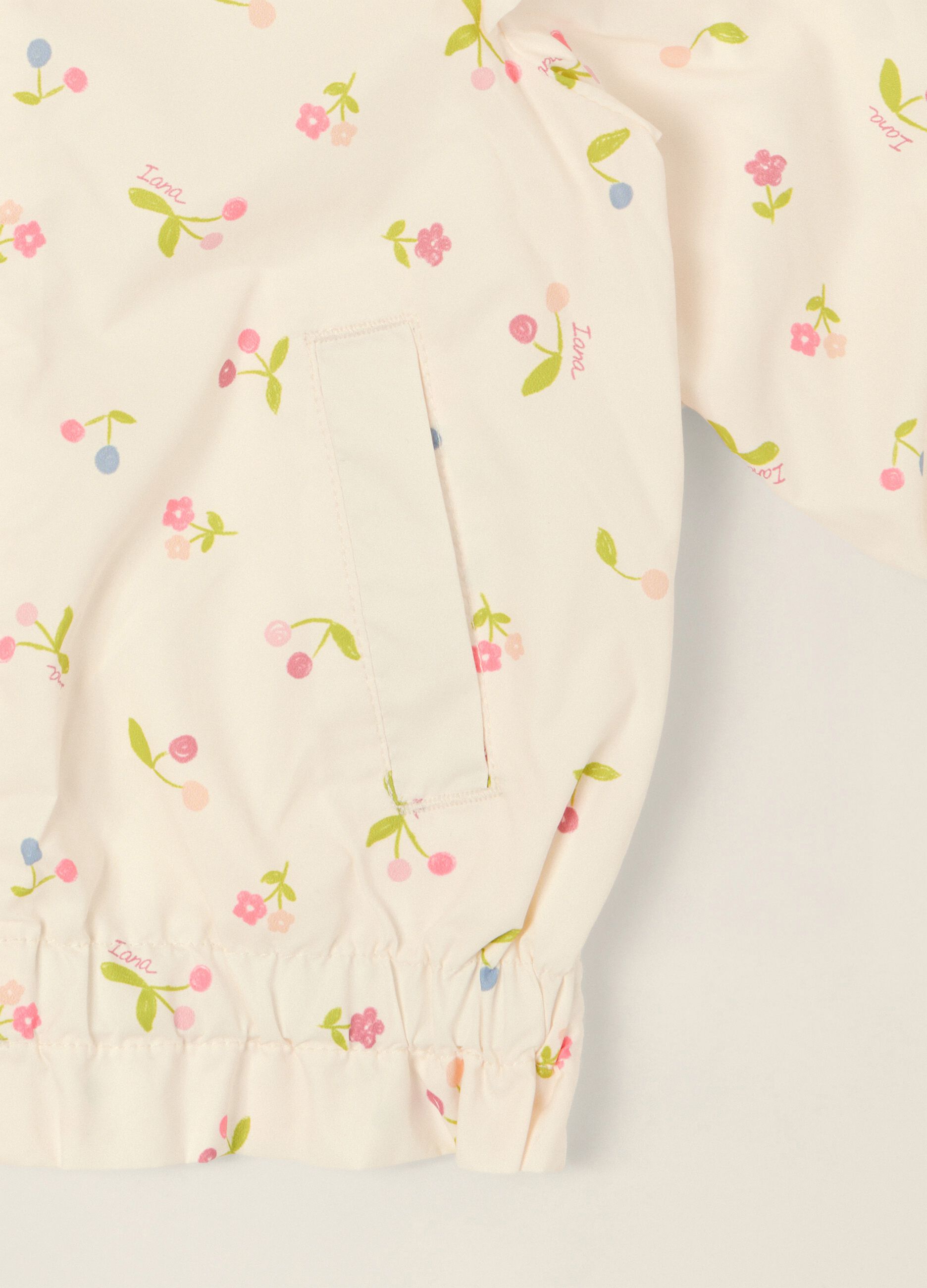 White baby girl hooded jacket with floral print