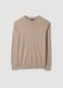 Maglia beige girocollo in misto cotone e cashmere regular fit_0