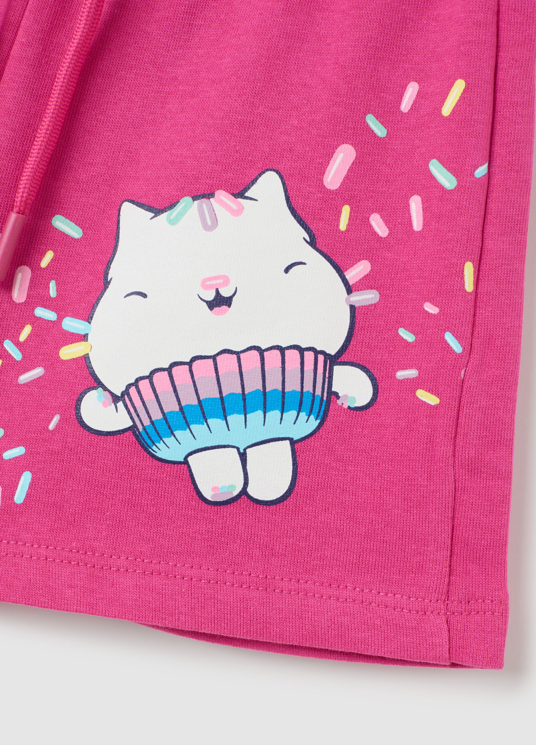 Girls' pink pure cotton shorts with regular fit
