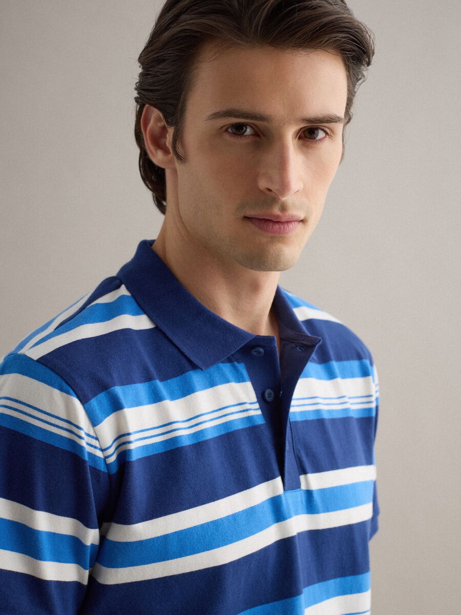 Polo in puro cotone a righe multicolor oversize fit_0
