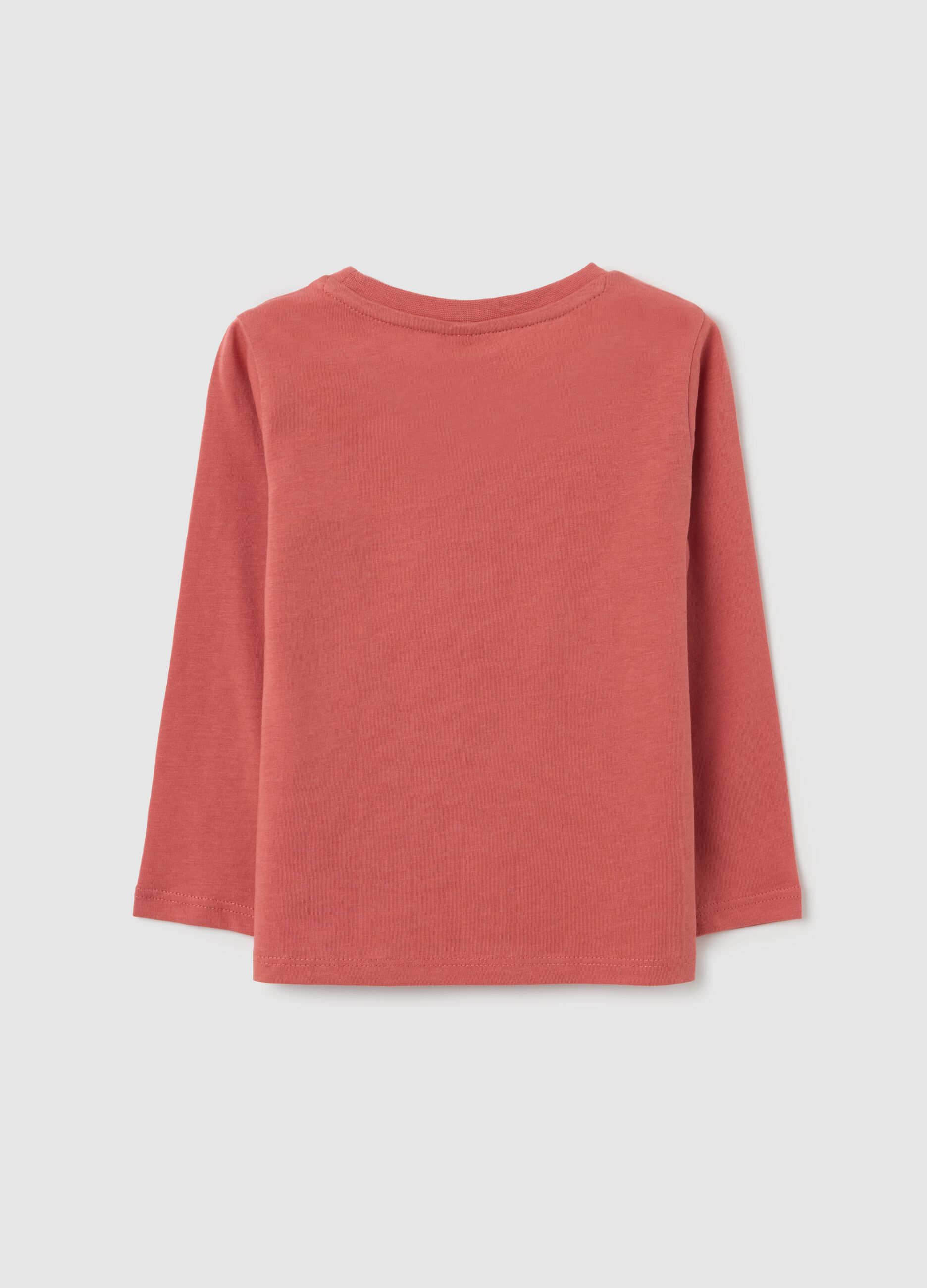 Pink Long-Sleeved Cotton T-Shirt