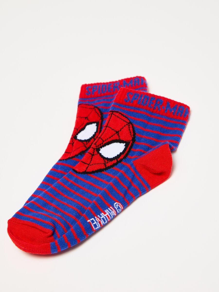 Two-pair pack short striped socks with Spider-Man_1