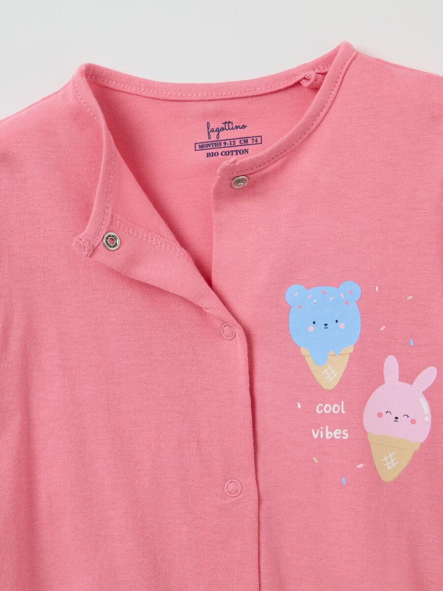 Cotton jersey baby girl rompers with ice cream pattern_3