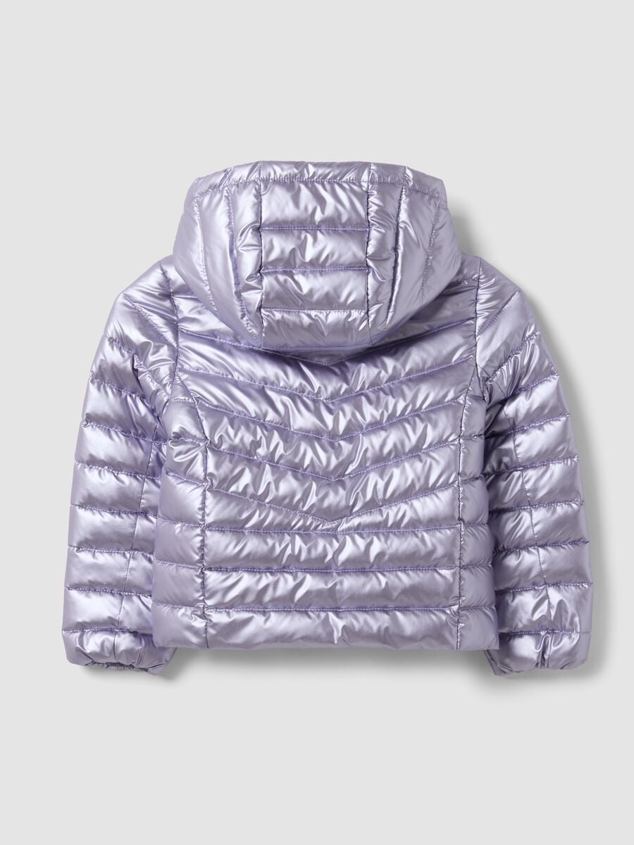 Piumino Ultralight viola con cappuccio e zip per bambina_1