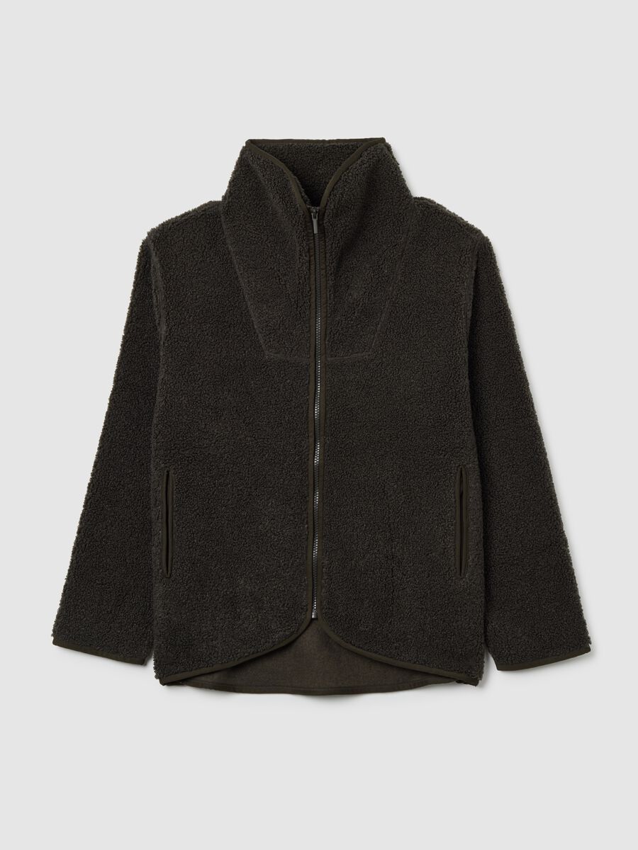 Felpa verde scura con zip regular fit_5