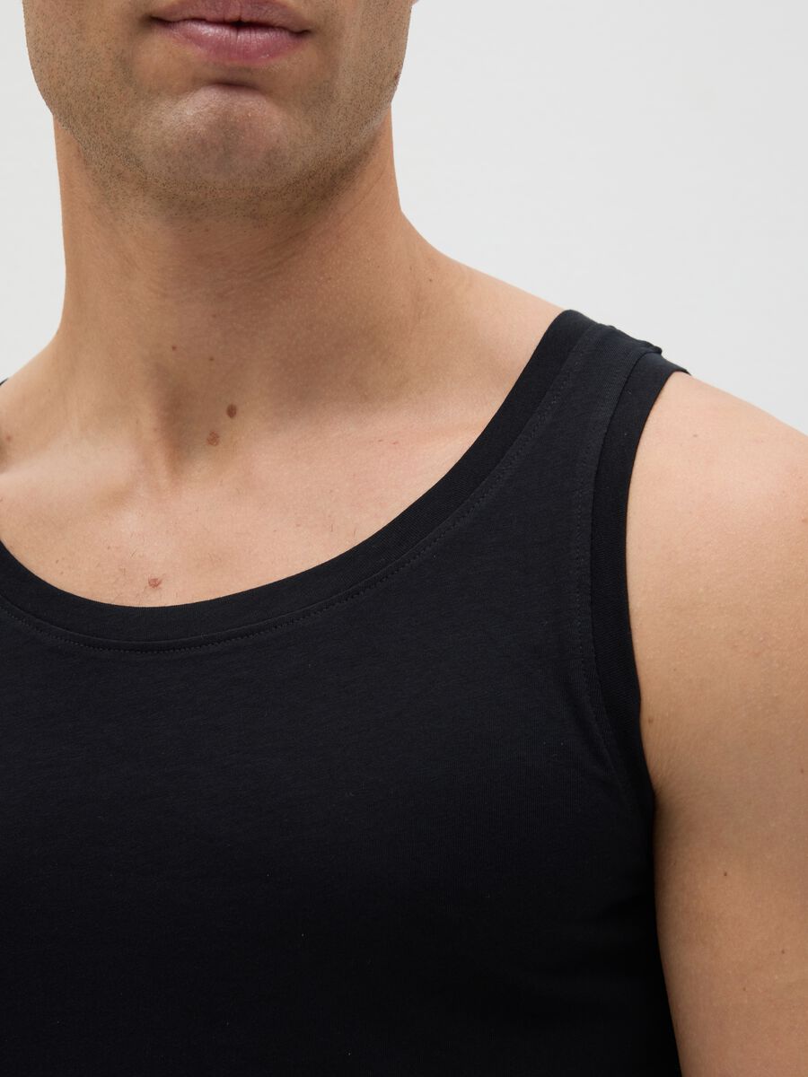Men's black pure cotton vest regular fit_2