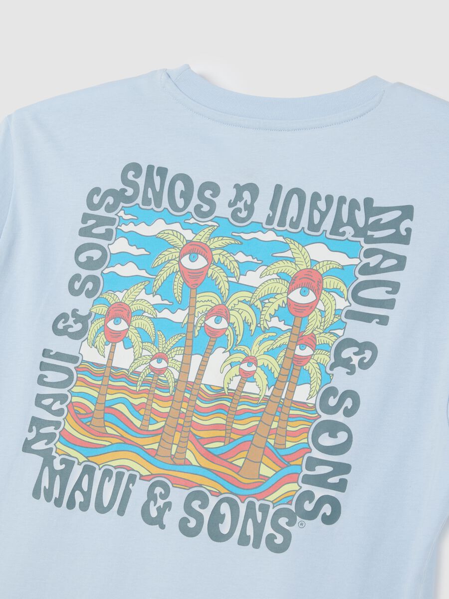 Men's pure cotton blue T-shirt regular fit with print_5