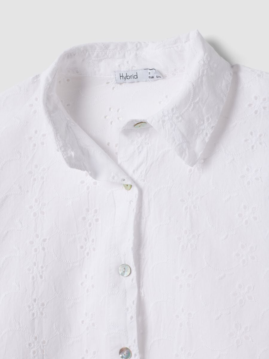 White broderie cotton shirt, regular fit_5