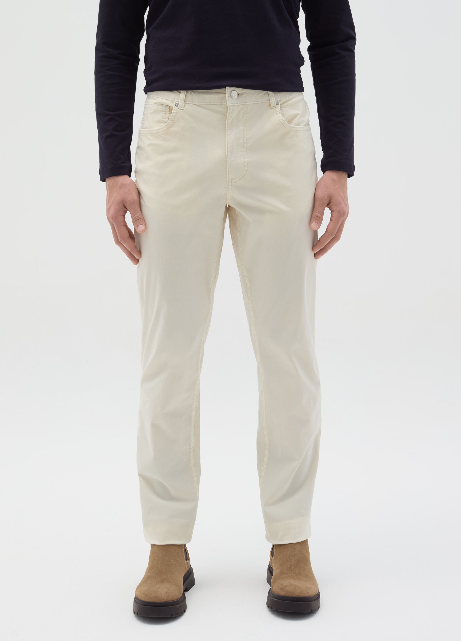 Slim-fit trousers in cotton poplin