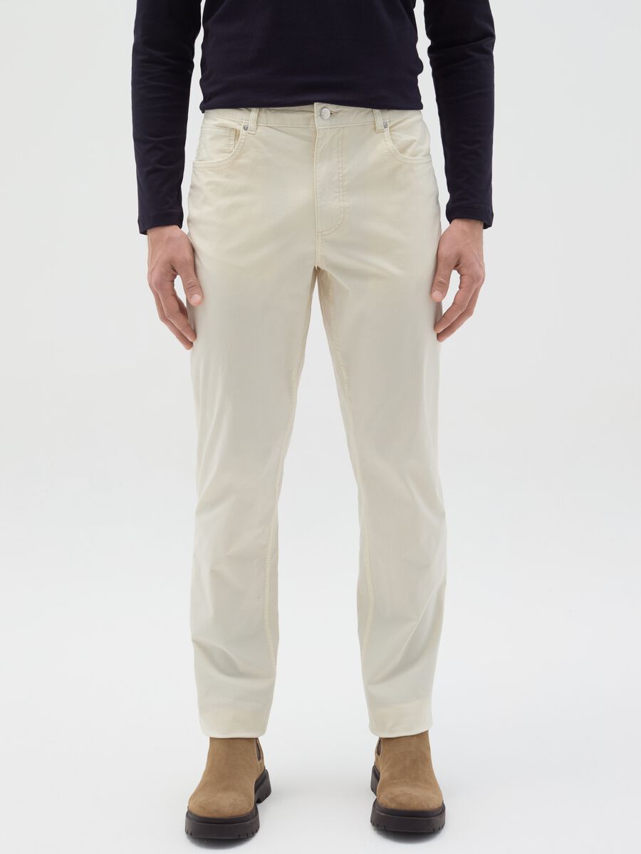 Slim-fit trousers in cotton poplin_1