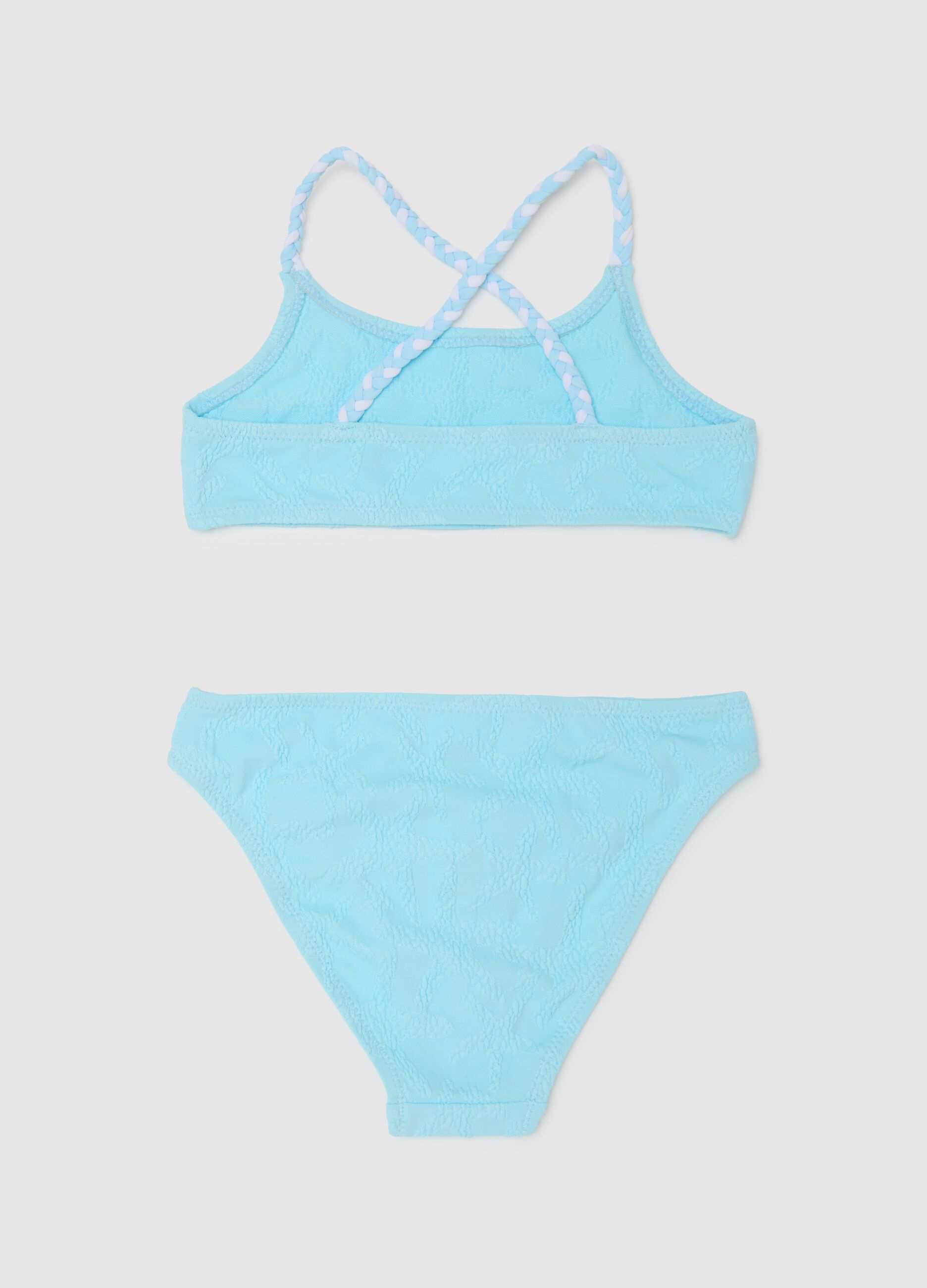 Bikini da bambina in misto elasticizzato azzurro