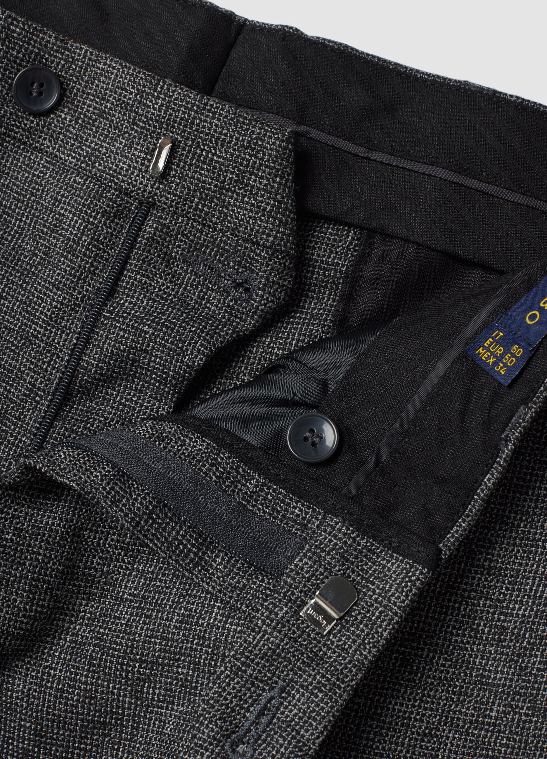 Grey slim-fit formal trousers in stretch viscose