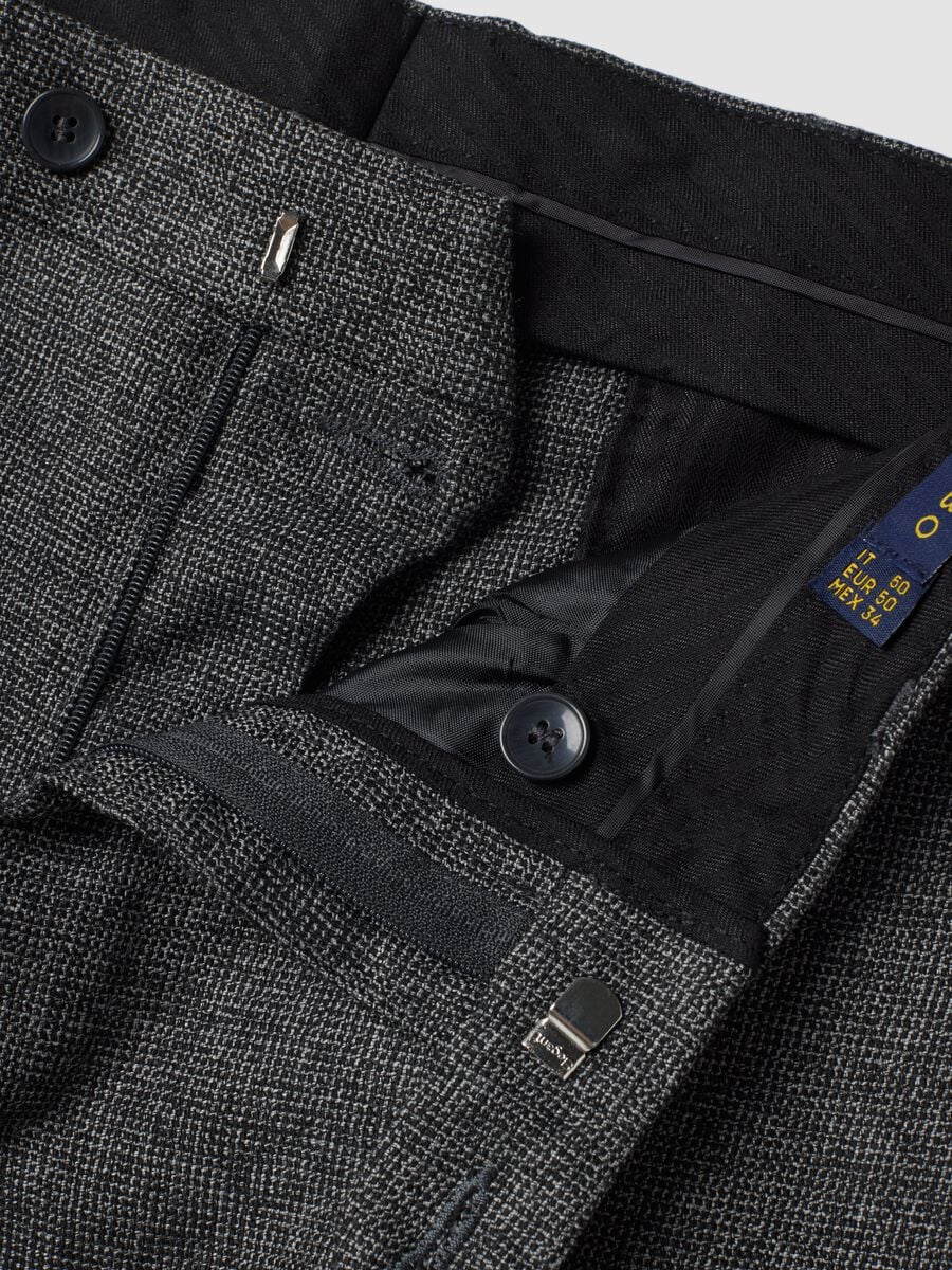 Pantaloni formali grigi in viscosa elasticizzata slim fit_1